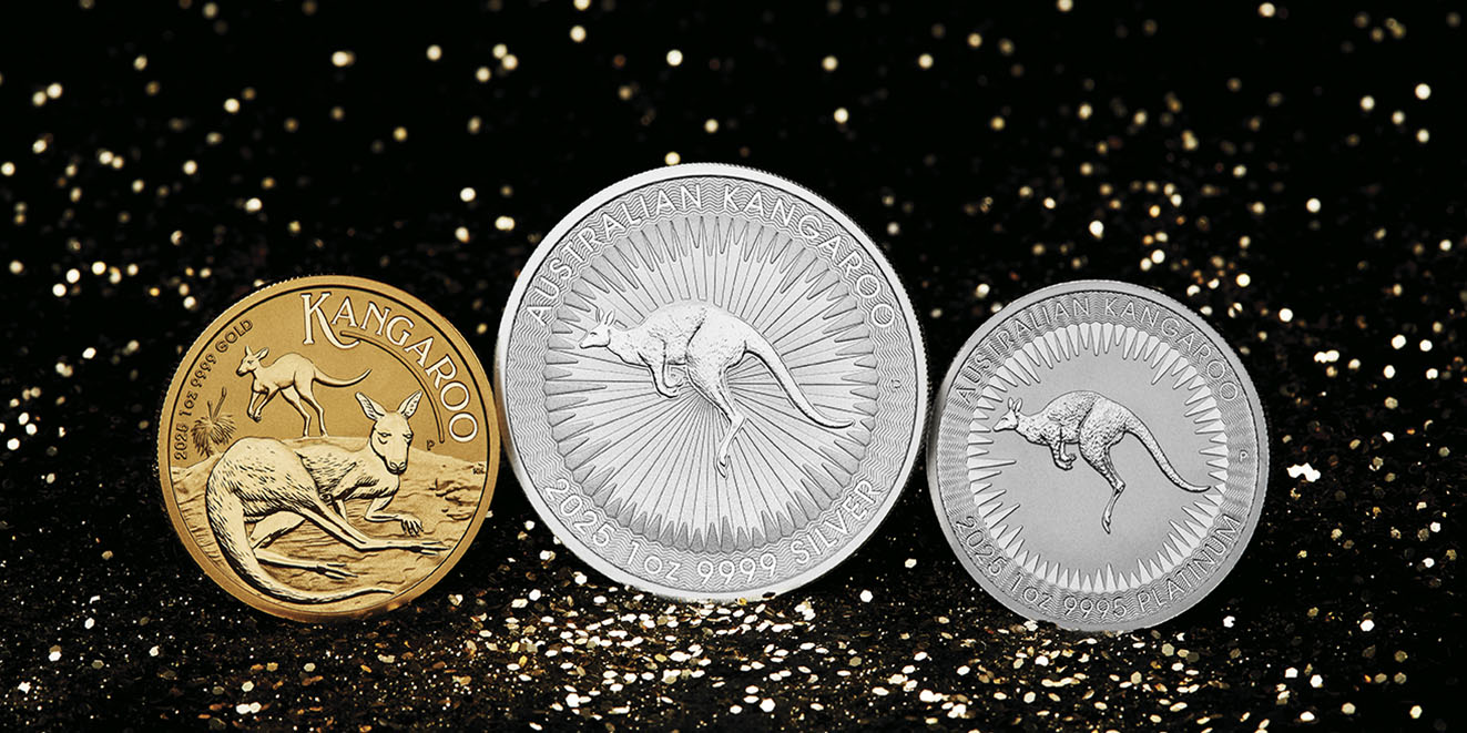 Australian Känguru 2025 in Gold, Silber und Platin für Anleger