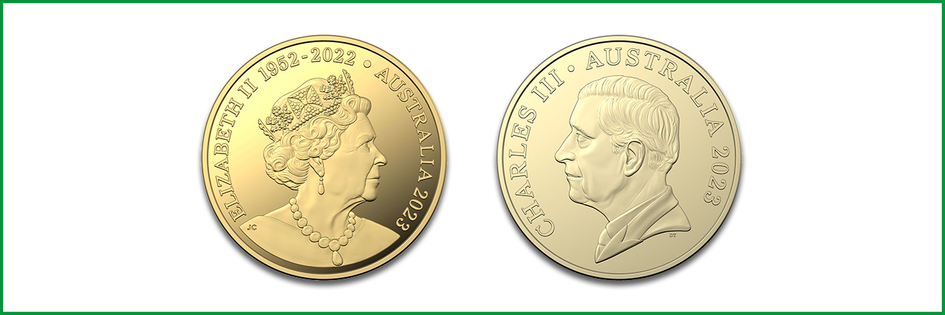 Seitenwechsel: Wie bei einem Monarchenwechsel üblich, schaut King Charles III. auf den Münzen zur anderen Seite als Queen Elizabeth II. © Münzmotive: Royal Australian Mint